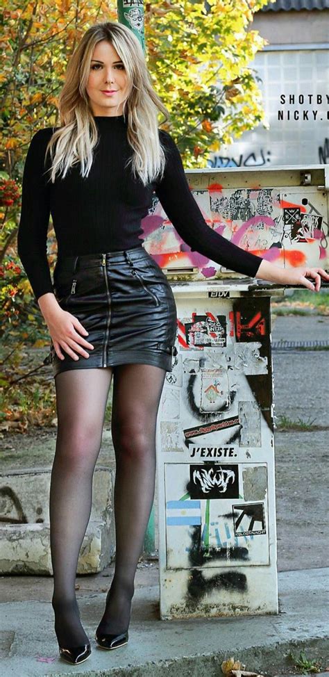 outfits with black leather skirt|black leather skirt with tights.